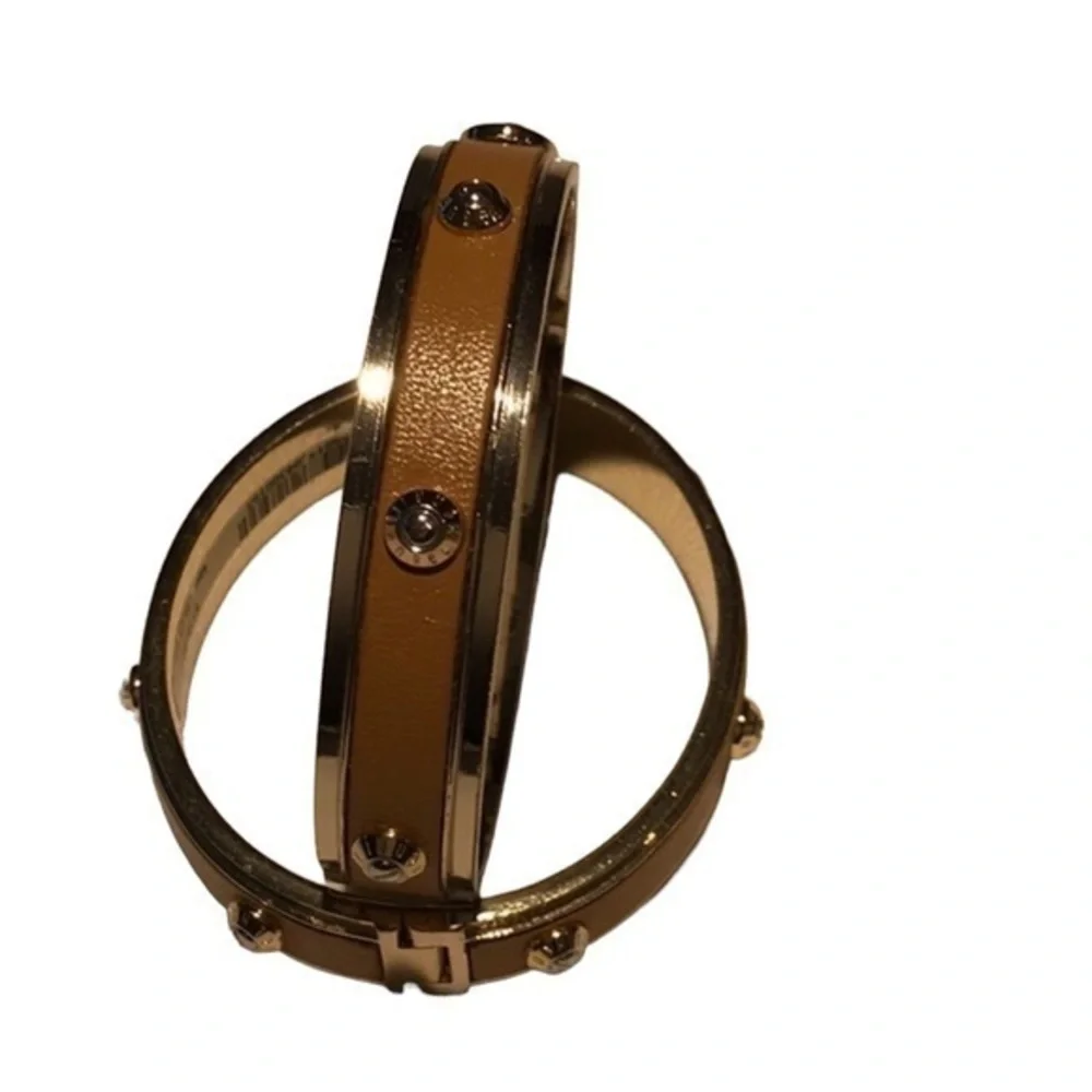 Henri Bendel Caramel Leather & Brass Bangle